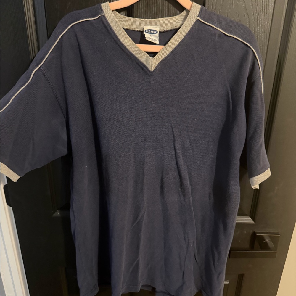 Old Navy Navy Blue Tee with Gray Trim